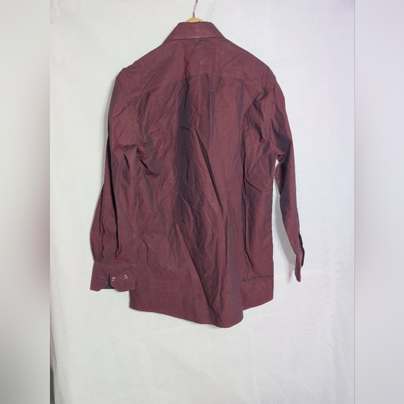 Men's English Laundry Burgundy Button-Up Shirt Tone On Tone Dots Sz M - Picture 2 of 8